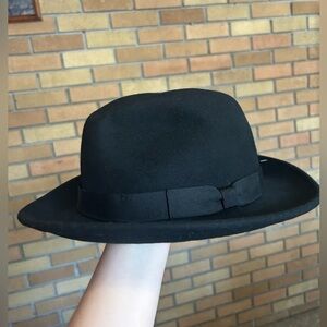 NWT Hats in the Belfry Belfry Bartolo Black Merino Wool Felt Fedora Hat Size XL
